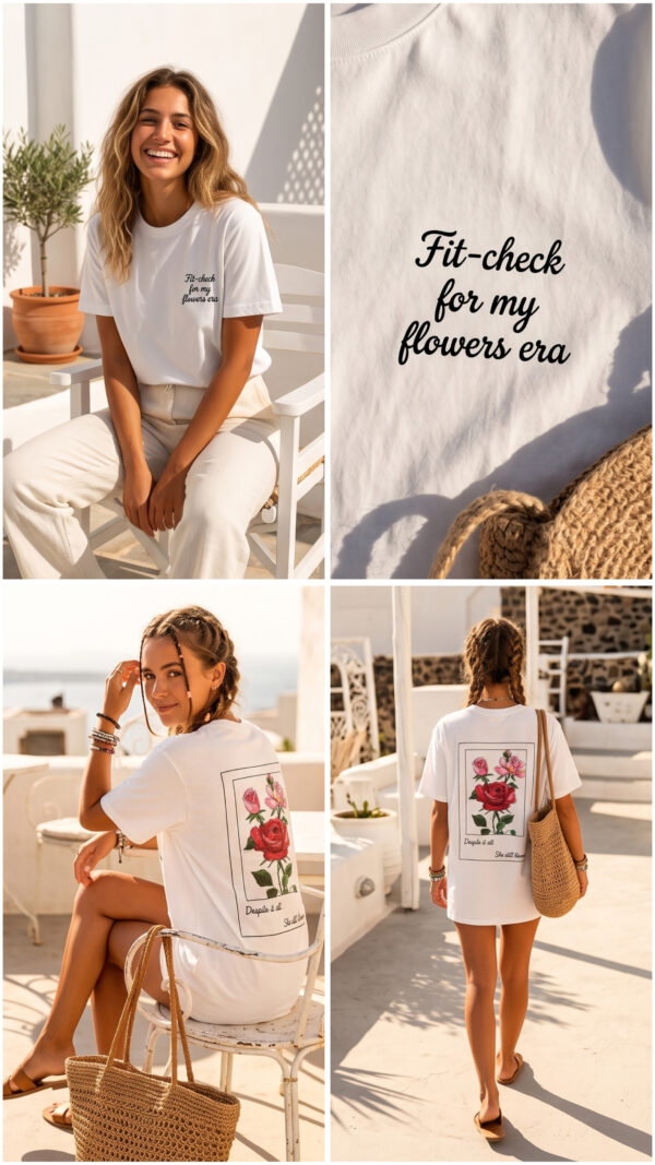 T-shirt oversize z kwiatowym nadrukiem
