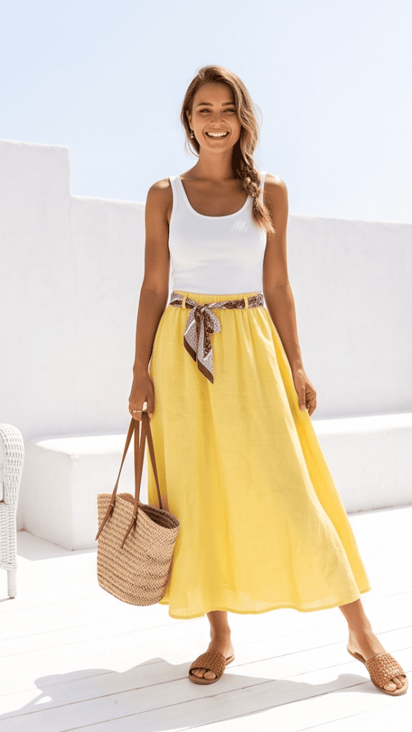 Spódnica lniana – yellow