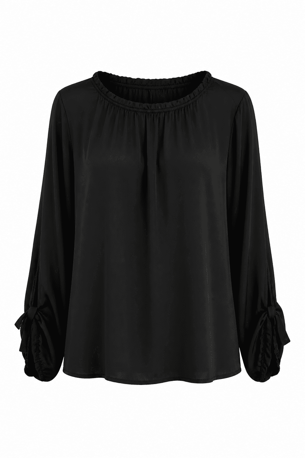 Elegancka bluzka z wiskozy satynowej - czerń - obrazek 5