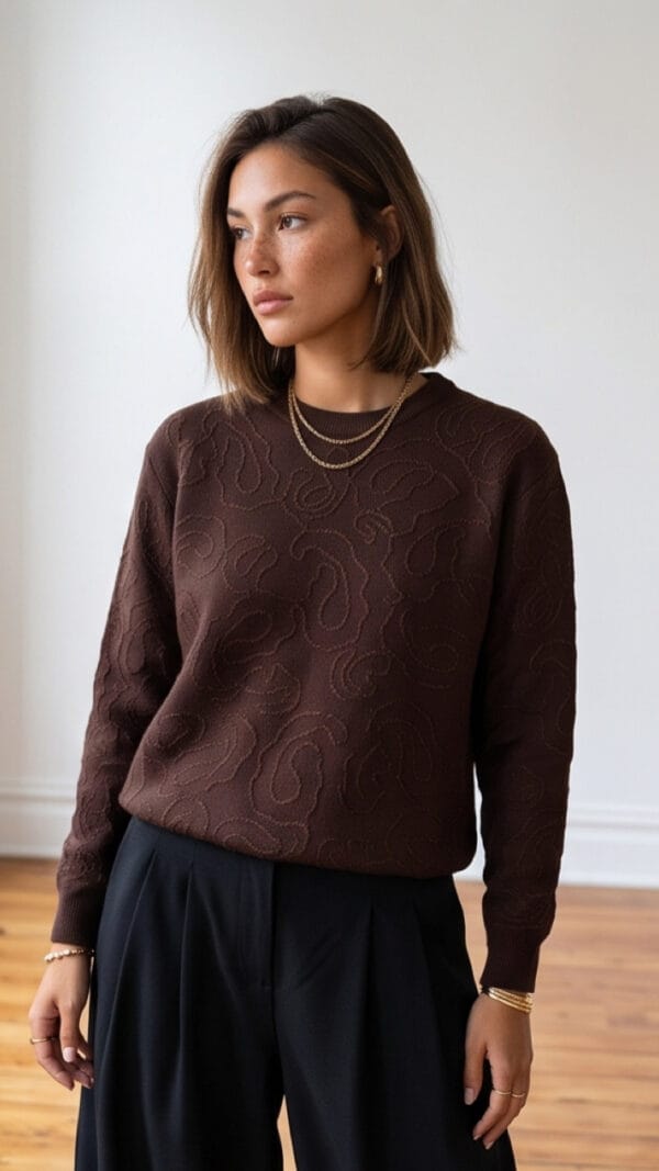 Sweter z wyszywanym wzorem