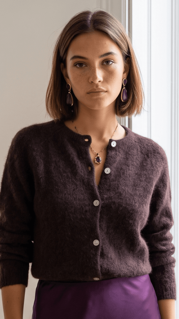 Kardigan alpaka – czekolada