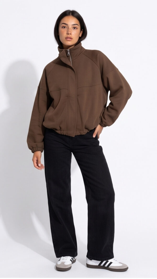 Bluza bomberka soft touch – mleczna czekolada